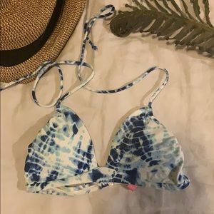 Victoria Secret Tie Dye Blue & White Bikini Top